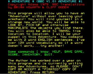 Adventure 01 - Adventureland - BBC v1.0 (1979)(Adams)[h TSTH] screen shot title